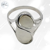 bague argent rhodié et pierre de lune arc en ciel pour femme