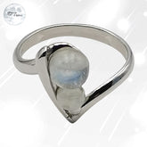 bague argent rhodié et pierre de lune blanche véritable pour femme