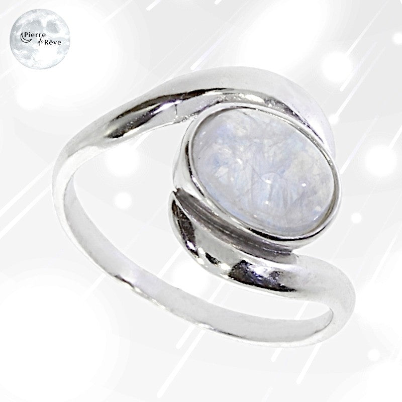 Bague en Argent femme avec Pierre de Lune blanche - Evade-1