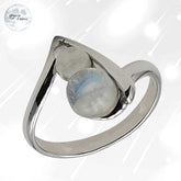 Bague Pierre de Lune arc en ciel en Argent pour femme - Cléodora