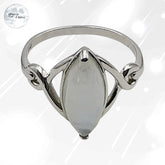 bague en argent rhodié et pierre de lune véritable pour femme