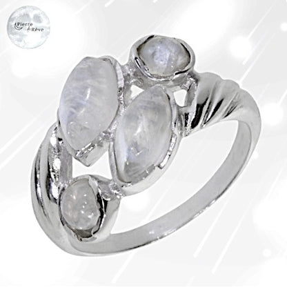 Bague Pierre de Lune blanche en Argent pour femme - Xanthe