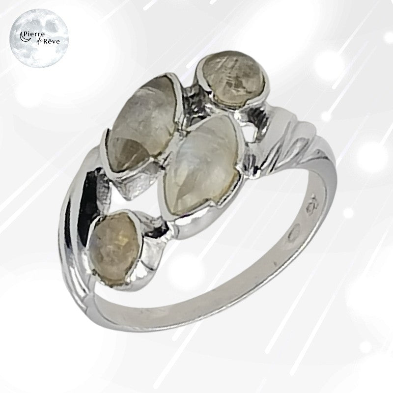 Bague Pierre de Lune blanche en Argent pour femme - Xanthe