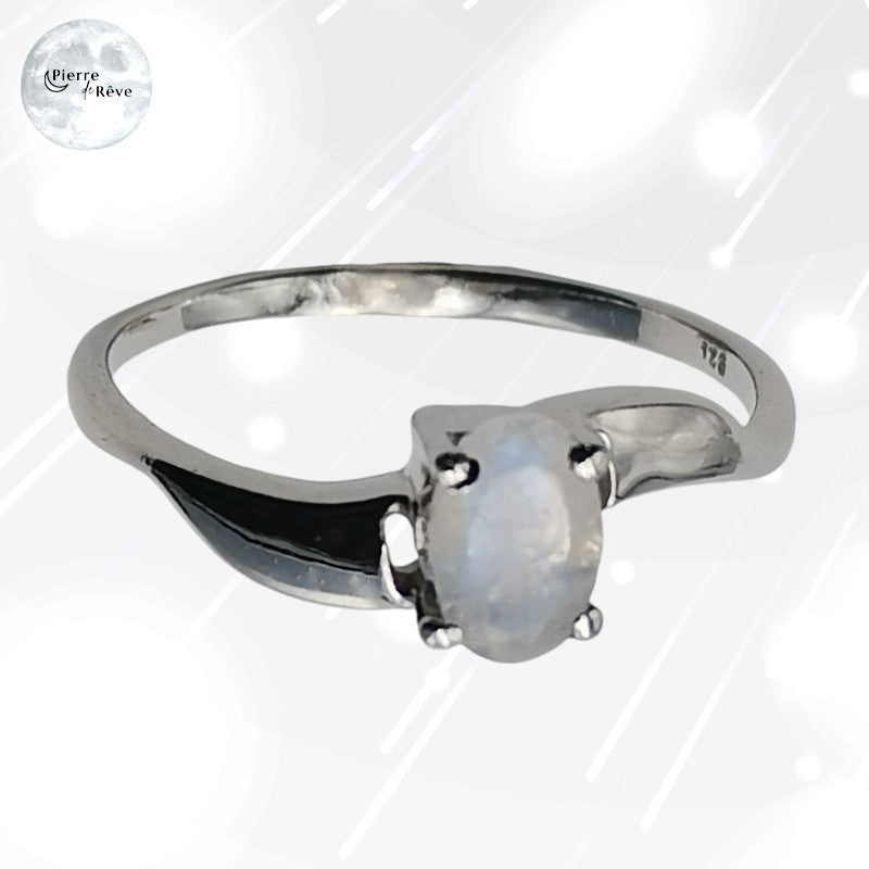 bague en pierre de lune véritable et argent rhodié bijoux pour femme