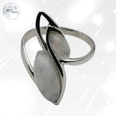 bague femme en argent rhodié et pierre de lune naturelle véritable