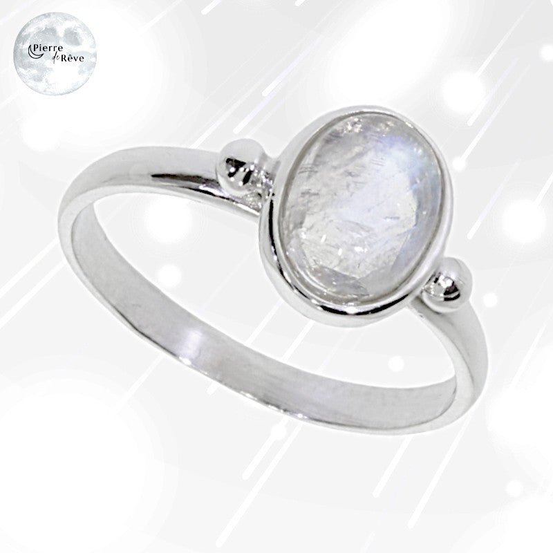 Bague Pierre de Lune blanche en Argent pour femme - Astraé-1