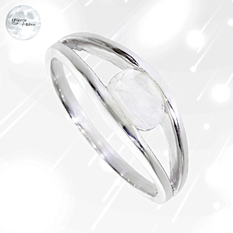 Bague Pierre de Lune blanche véritable en Argent, bijou pour femme - Sélinonte-1