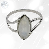 bague pierre de lune blanche véritable et argent rhodié pour femme