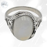 bague pierre de lune blanche véritable naturelle et argent rhodié pour femme