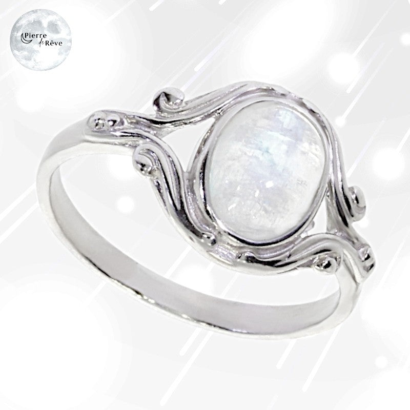 Bague Pierre de Lune en Argent pour femme - Helxine, bijou de lithothérapie-1