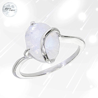 Bague Pierre de Lune en Argent pour femme - Ortigia, bijou pierre fine