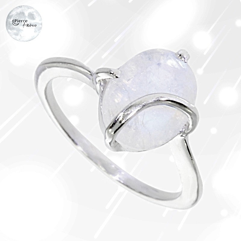 Bague Pierre de Lune en Argent pour femme - Ortigia, bijou pierre fine-1