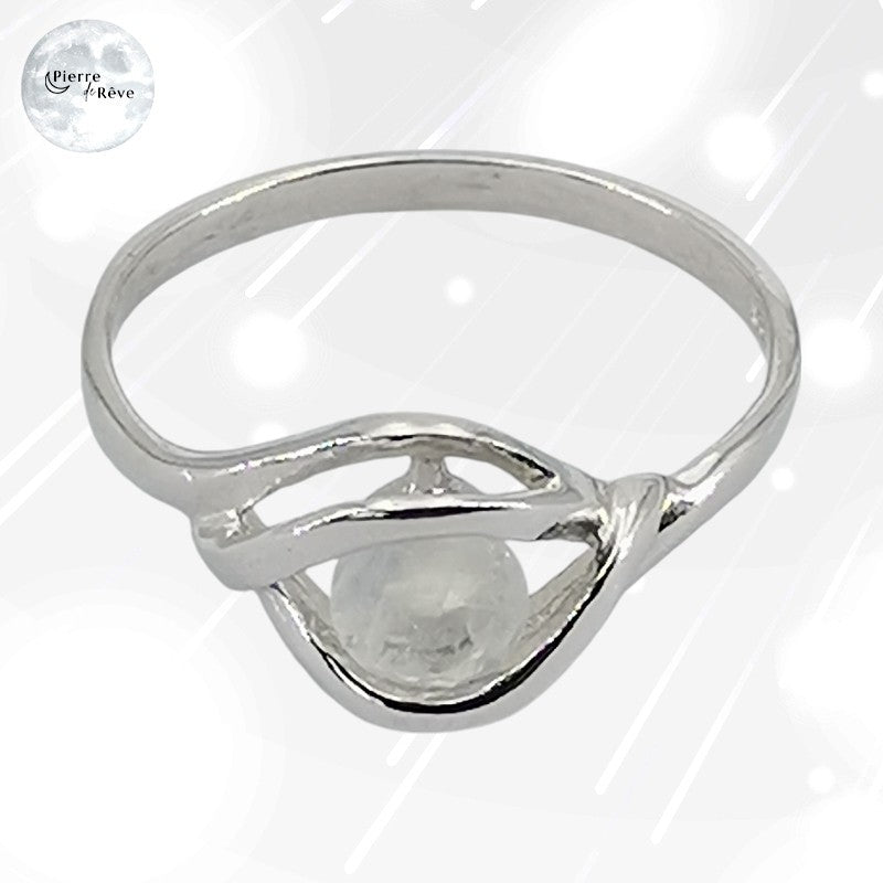 bague pierre de lune véritable bijoux en argent rhodié pour femme