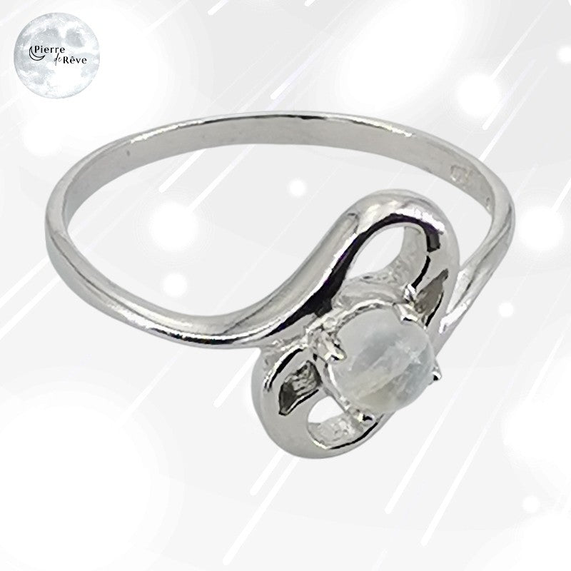 bague pierre de lune véritable bijoux en argent rhodié pour femme