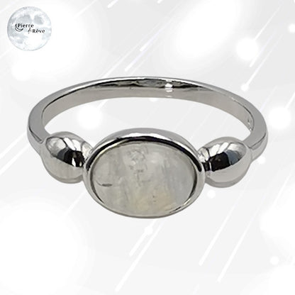 bague pierre de lune véritable et argent rhodié pour femme