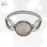 bague pour femme en argent rhodié et pierre de lune véritable