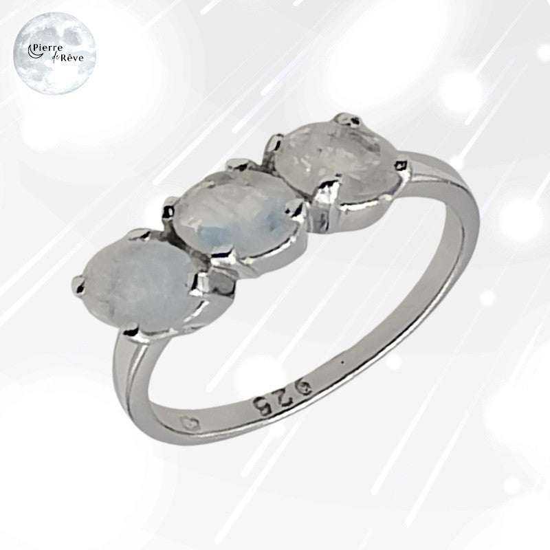 Bague Pierre de Lune en Argent pour femme - Téthys, bijou pierre semi précieuse