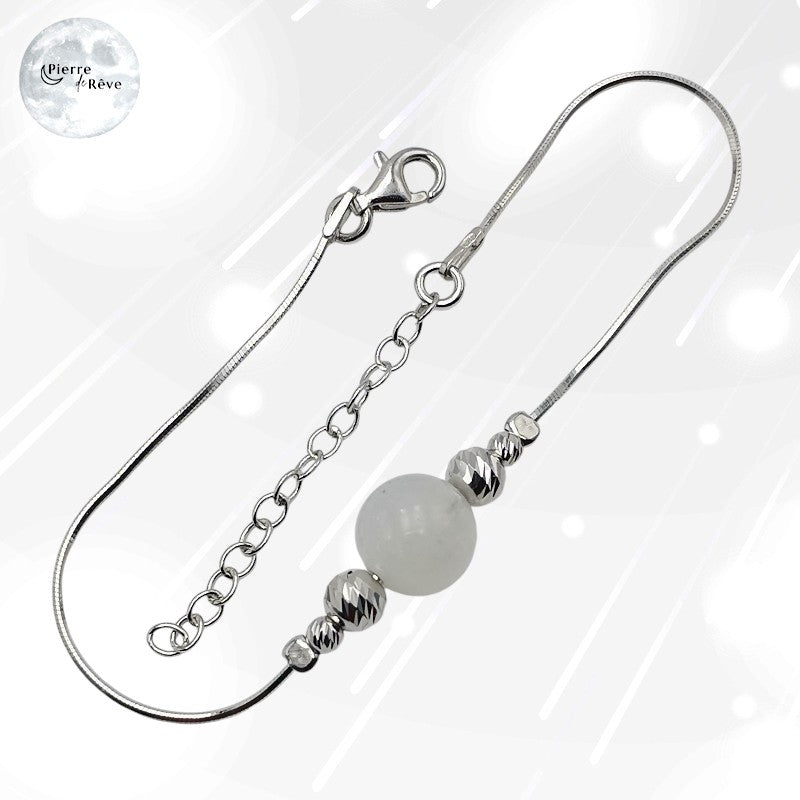 bracelet argent 925 rhodié et pierre de lune véritable bijoux pour femme