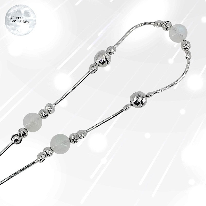 Bracelet Argent Pierre de Lune, bijou pour femme