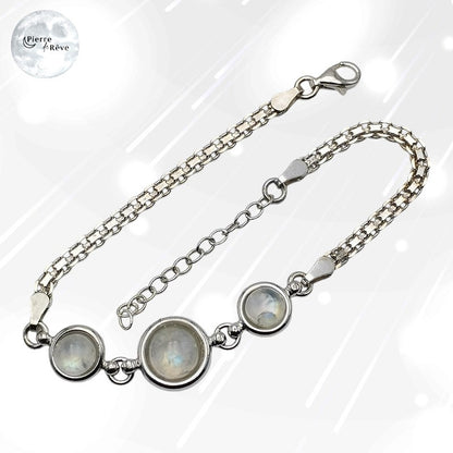 bracelet argent rhodié et pierre de lune blanche bijoux pour femme