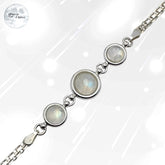 bracelet argent rhodié et pierre de lune blanche naturelle pour femme