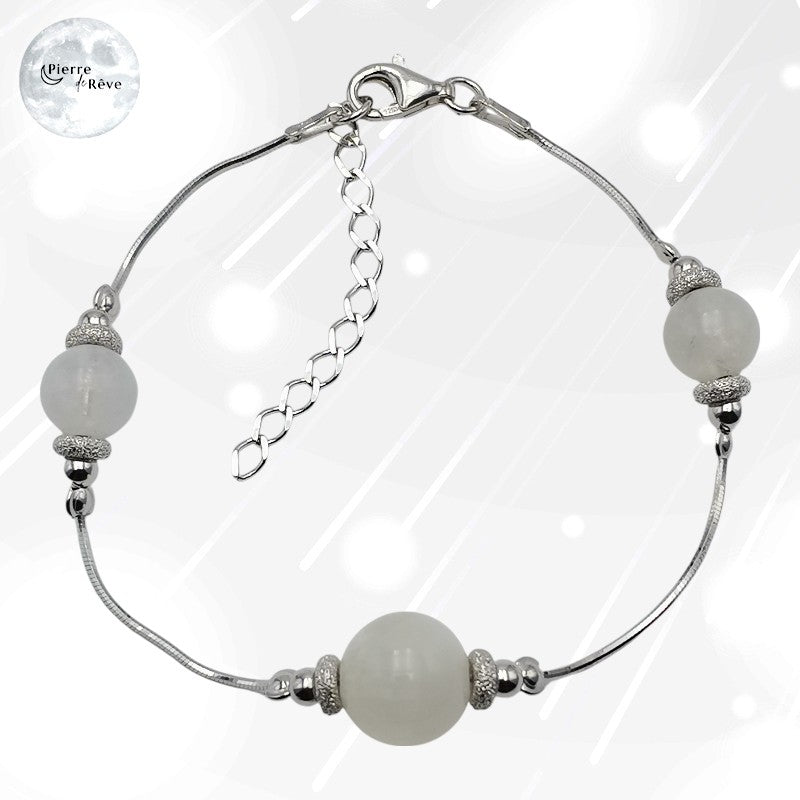 Bracelet Pierre de Lune, pierre naturelle et Argent - Acantha