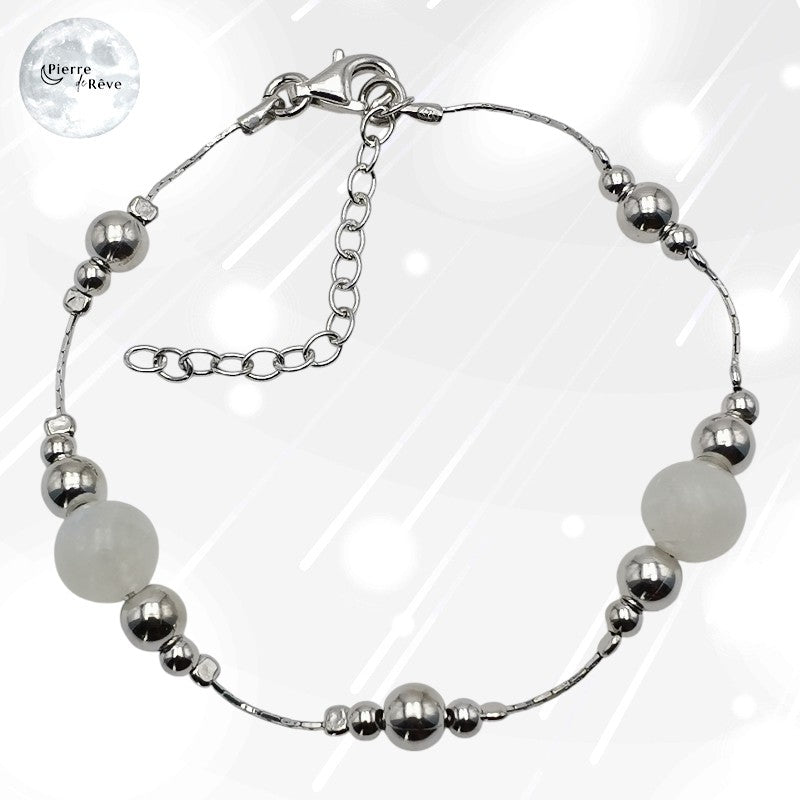 Bracelet Argent et Pierre de Lune, perles naturelles - Sappho