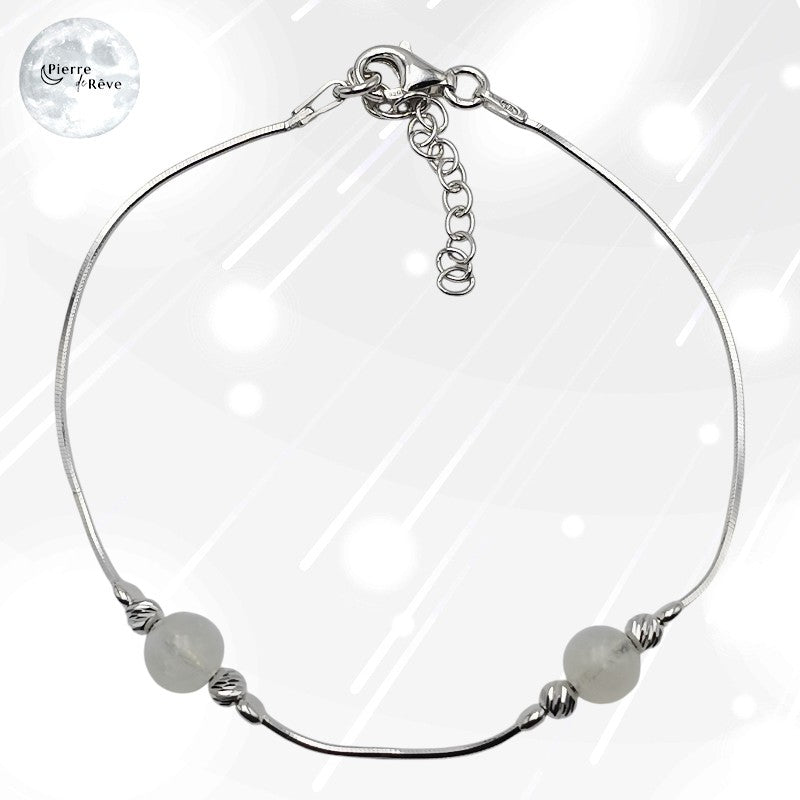 Bracelet Pierre de Lune véritable - Hespéra, bijou femme en Argent