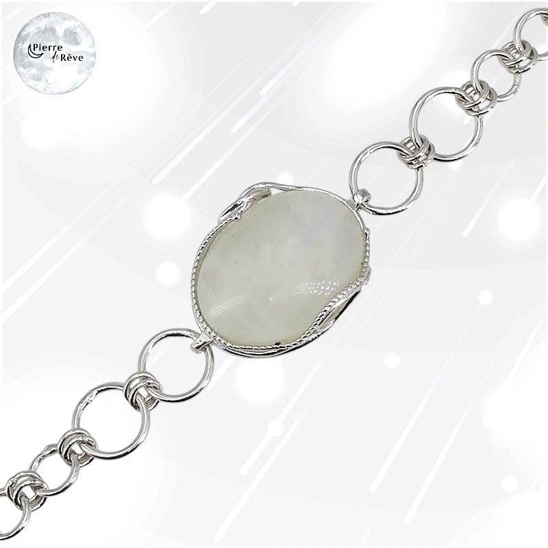 Bracelet Pierre de Lune, bijou pour femme en Argent massif