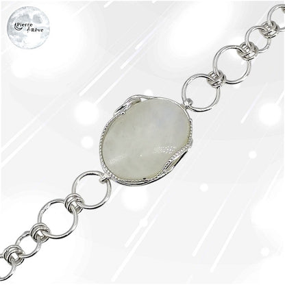 Bracelet Pierre de Lune, bijou pour femme en Argent massif