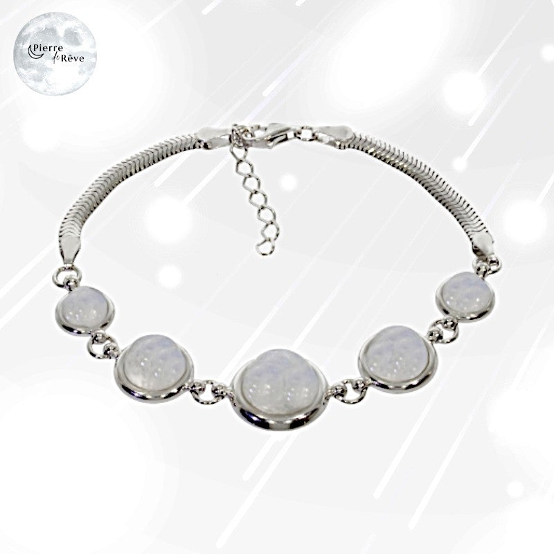 Bracelet Pierre de Lune en Argent - Calliope, bijou pierre blanche-1