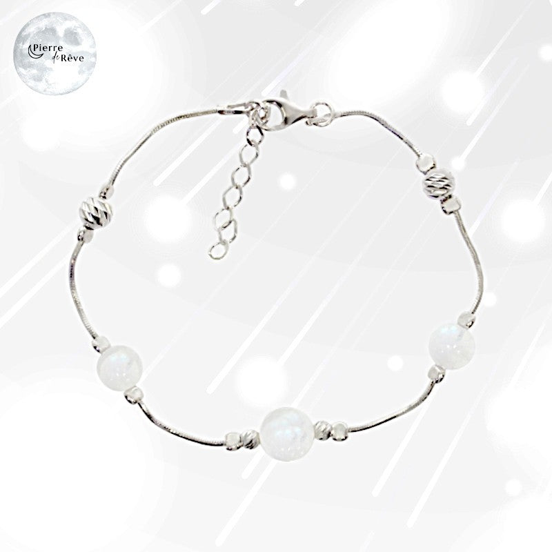 Bracelet Pierre de Lune véritable en Argent pour femme - Pythie-1