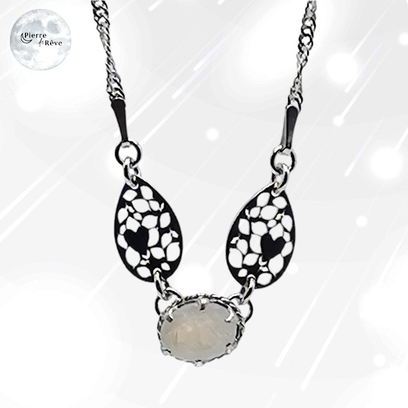 Collier Pierre de Lune véritable en Argent pour femme - Alcestise