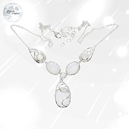 Collier Pierre de Lune en Argent - Eulophe, bijou pierre naturelle-1