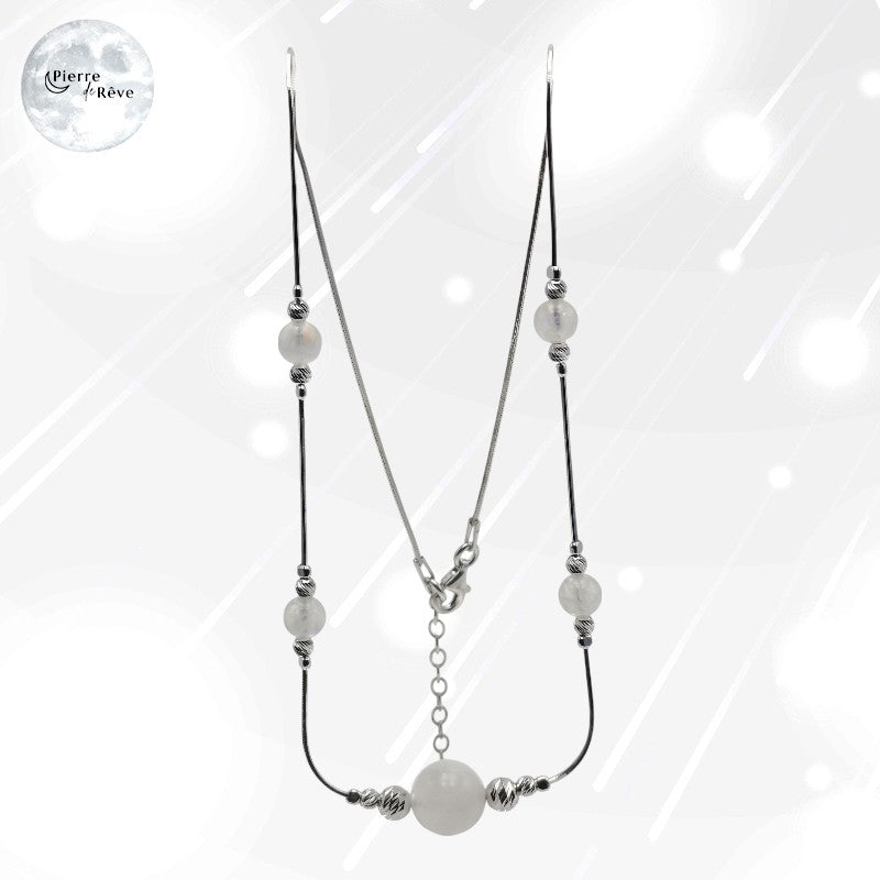 collier pierre de lune naturelle véritable en argent pour femme