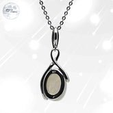 pendentif pierre de lune naturelle véritable bijoux en argent rhodié pour femme