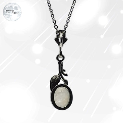 pendentif pierre de lune véritable blanche sur argent pour femme