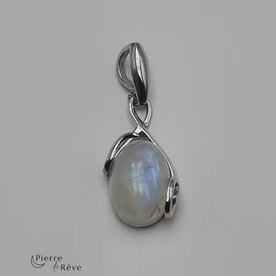 pendentif pierre de lune naturelle et argent rhodié bijoux pour femme