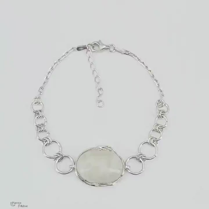 Bracelet femme en Pierre de Lune, bijou Argent massif - Séléné