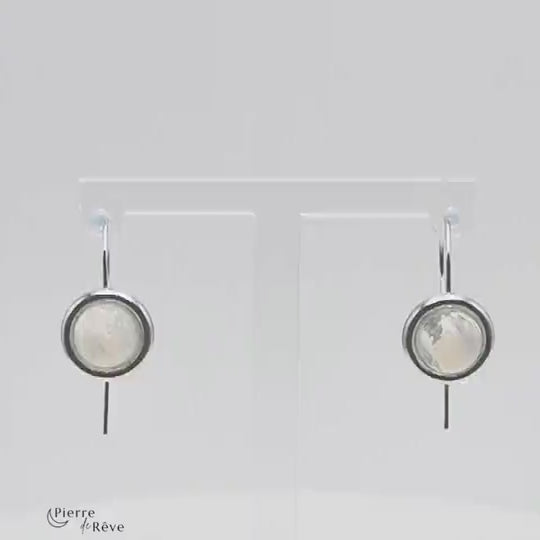 boucles d'oreilles en pierre de lune naturelle sur argent rhodié bijoux pour femme