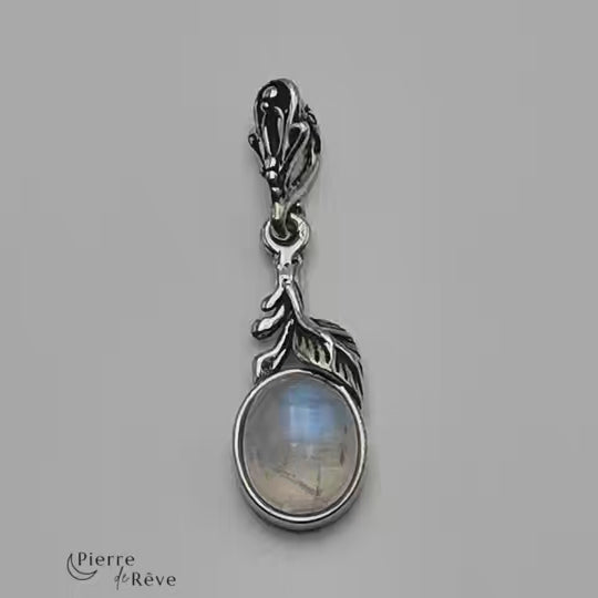 pendentif en pierre de lune véritable blanche bijoux en argent pour femme