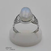 bague en argent 925 pour femme et véritable pierre de lune blanche naturelle