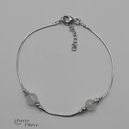 bracelet en pierre de lune naturelle véritable bijoux en argent rhodié pour femme