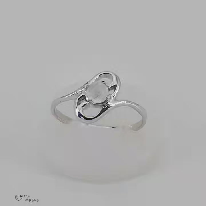 bague en pierre de lune véritable bijoux en argent rhodié pour femme