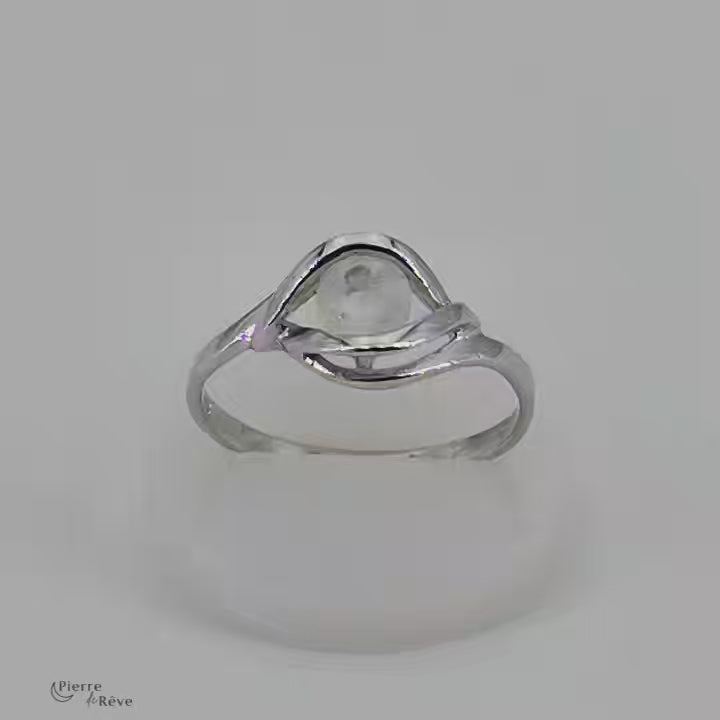 bague en pierre de lune véritable naturelle bijoux en argent rhodié pour femme