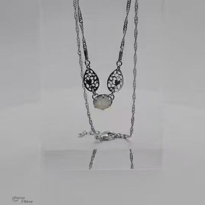 Collier Pierre de Lune véritable en Argent pour femme - Alcestise