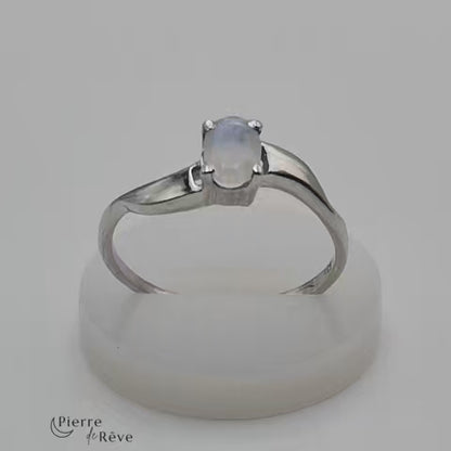 bague en pierre de lune véritable sur argent rhodié bijoux pour femme