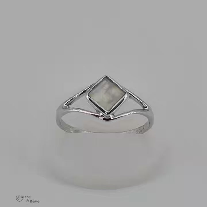 bague en pierre de lune véritable naturelle bijoux en argent rhodié pour femme