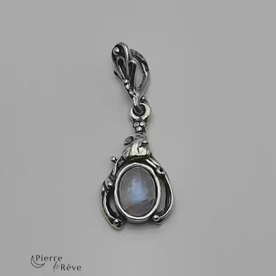 pendentif en pierre de lune véritable arc en ciel bijoux en argent massif pour femme