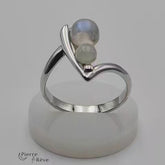 bague en argent rhodié et pierre de lune blanche véritable bijoux pour femme